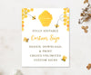 Bee baby shower 8 x 10 inch custom sign editable template with bees, beehive and honeycomb