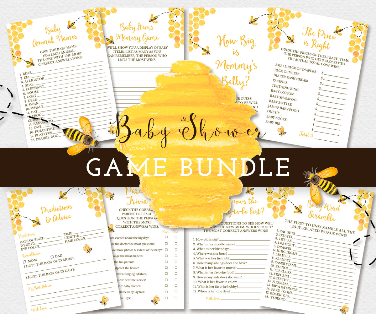 Sweet As Can Bee Baby Shower Game Set, Bundle of Printable Baby Shower - Artful Life Designs sweet-as-can-bee-baby-shower-game-set-bundle-of-printable-baby-shower-artful-life-designs