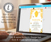 Sweet as can bee, bee baby shower invitation being edited on a laptop computer using templett