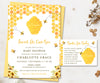 Sweet as can bee, Honey bee baby shower invitation and books for baby card with honey comb, beehive, honey bees and yellow flowers from Artful Life Designs