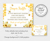 bee baby shower diaper raffle sign and card have editable text