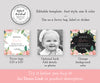 Baptism or First Communion Square Favor Tag, Pink Floral Thank You Gift Tag, Instant Download, Editable Template