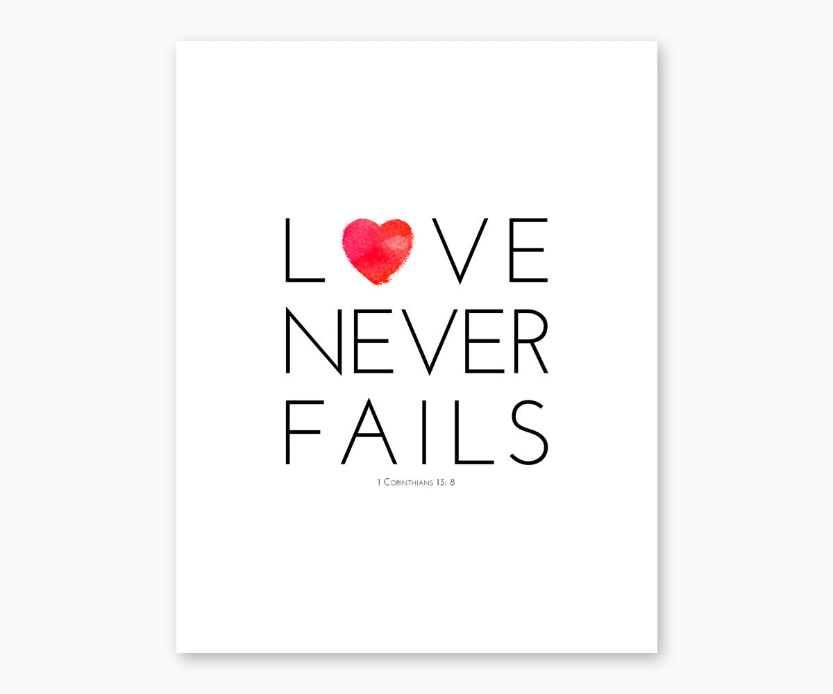 Love Never Fails 1 Corinthians 13 bible verse wall art