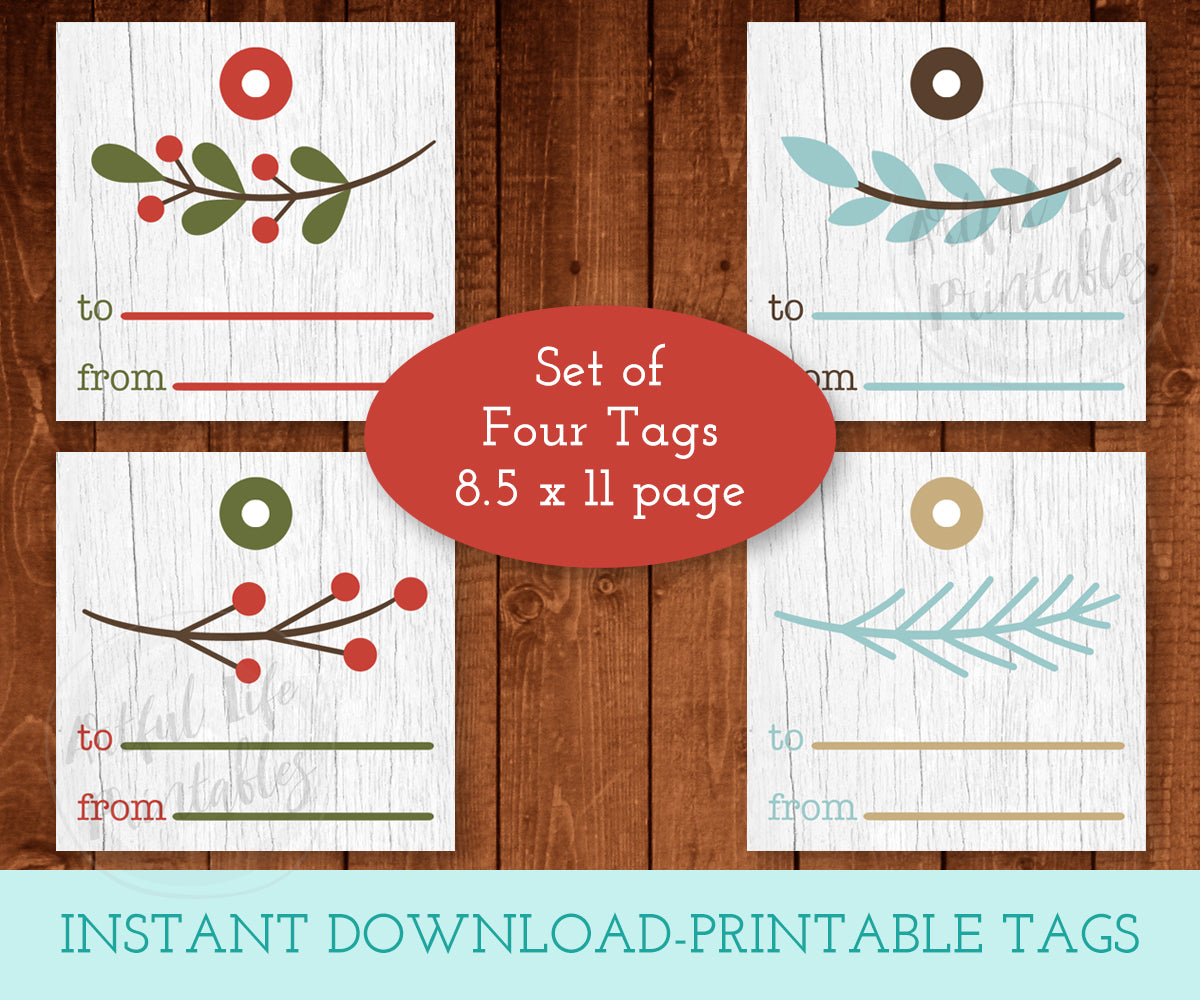 Square Christmas gift tags with nordic motifs.