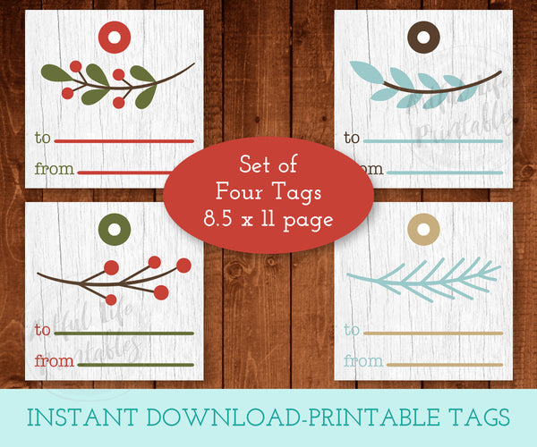 Square Christmas gift tags with nordic motifs.