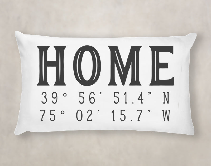 Artful Life Designs HOME Coordinates Pillow 12 x 20 inches on gray background