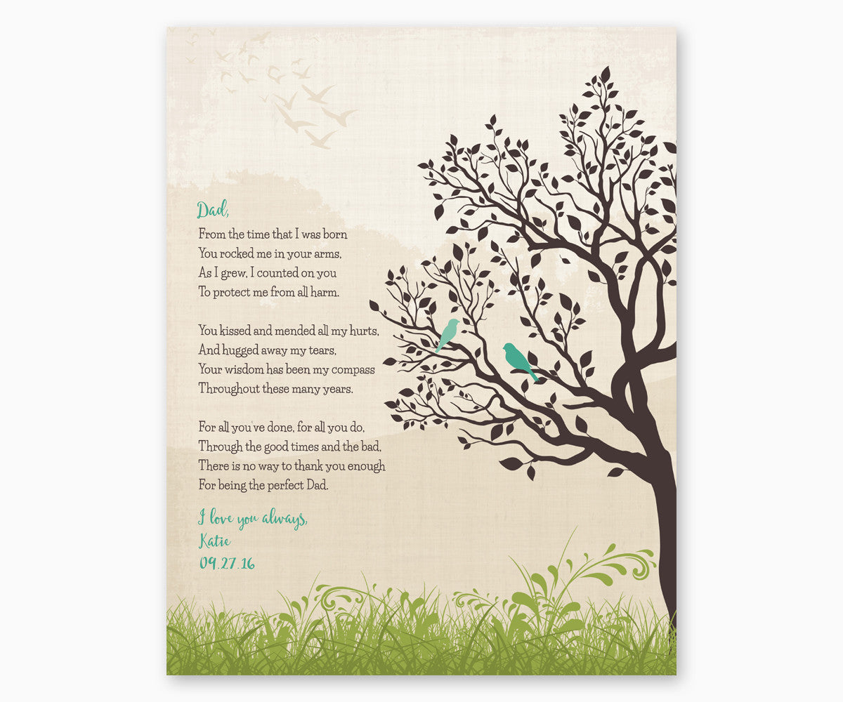 Gift for Dad, Poem for Dad Wall Art, Green