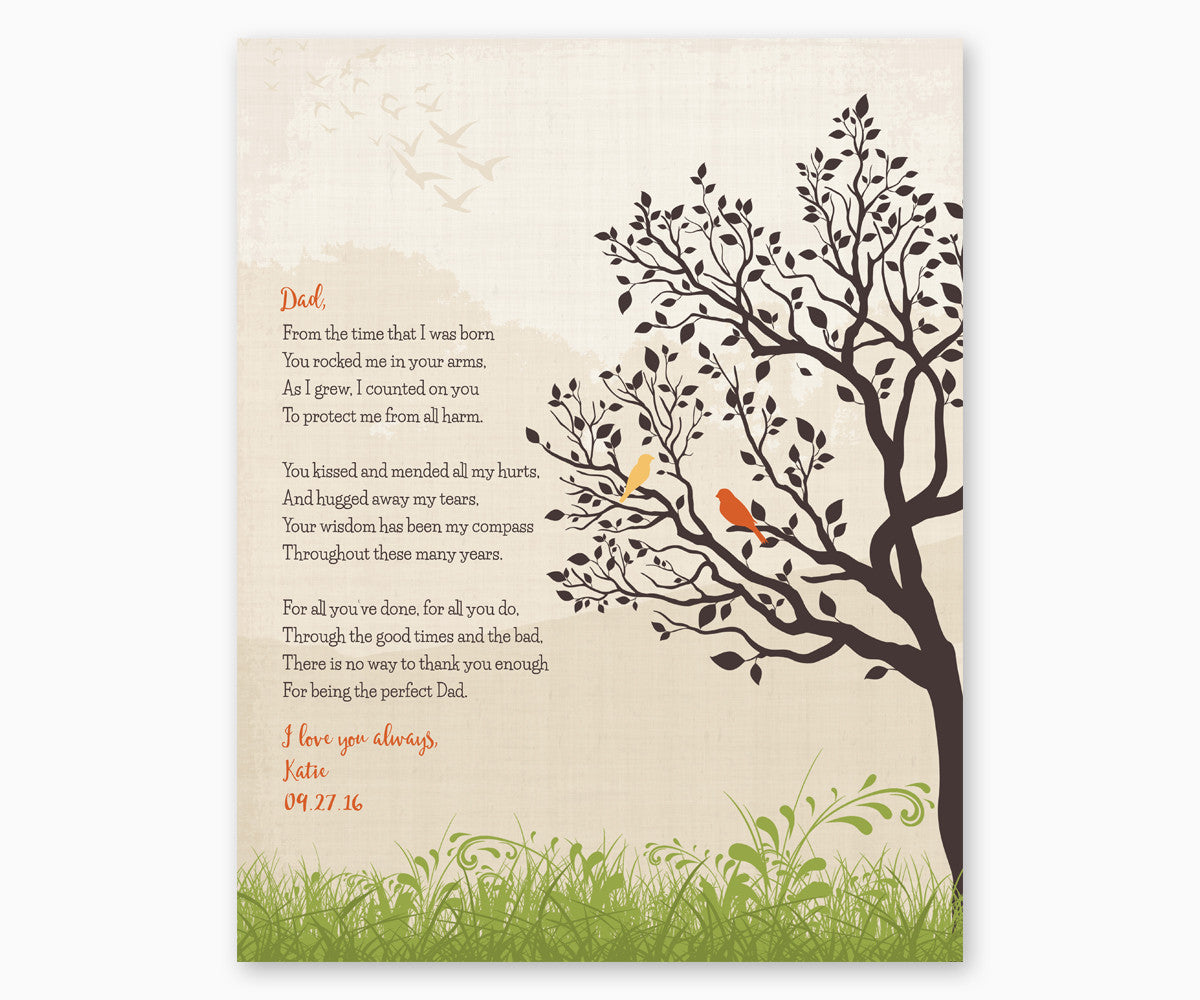 Gift for Dad, Poem for Dad Wall Art, yellow and orange