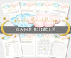 Gender Reveal Party 8 Game Set, pink and blue clouds with gold stars