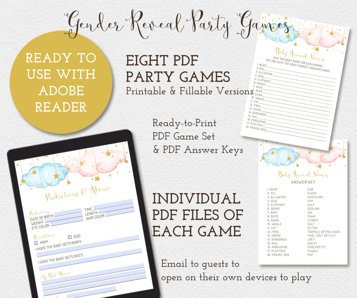 gender reveal party games, predictions and advice, Baby Animal Names