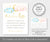 Baby Gender Prediction raffle sign and entry card, twinkle little star theme with pink and blue clouds, gold moon and stars, editable templates
