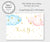 Thank you card editable template with blue and pink clouds and gold stars.