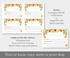 Bee baby shower or gender reveal prediction game cards shown 4 on a sheet to save paper and as a single entry card