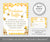 Bee gender prediction sign and entry card editable templates with honeycomb, bees and yellow flowers