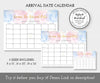 Baby Due date calendar in three sizes with pink and blue watercolor and gold confetti