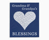 Grandma and Grandpas Blessings Keepsake Blanket with Grandchildrens Names in dark blue