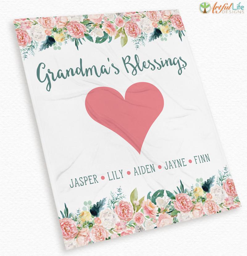 Grandma's Blessing Personalized Blanket with grandkids names