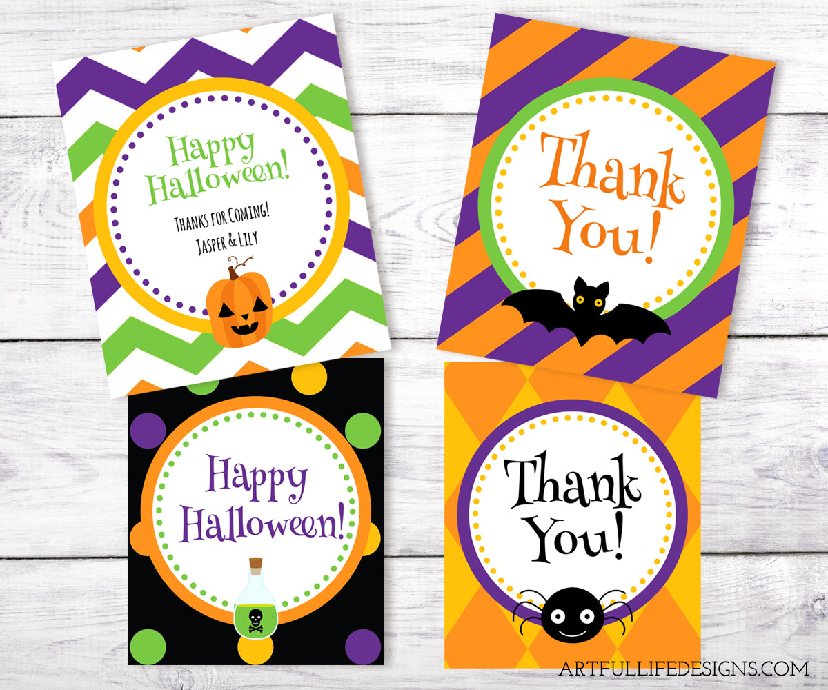 Halloween favor tags, favor labels, stickers, gift tags, Artful Life Designs