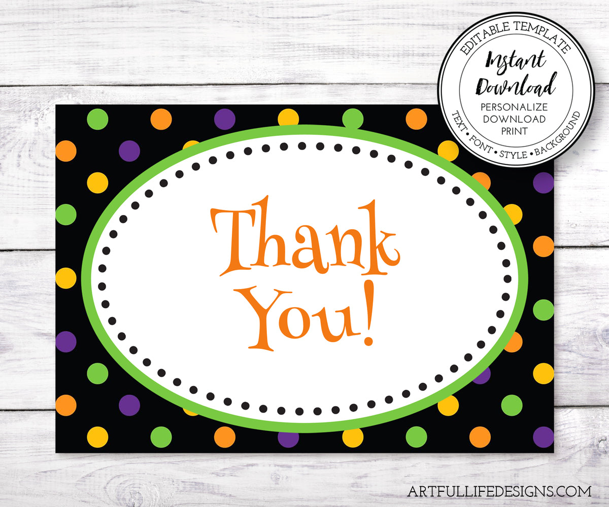 Artful Life Designs Halloween thank you card template