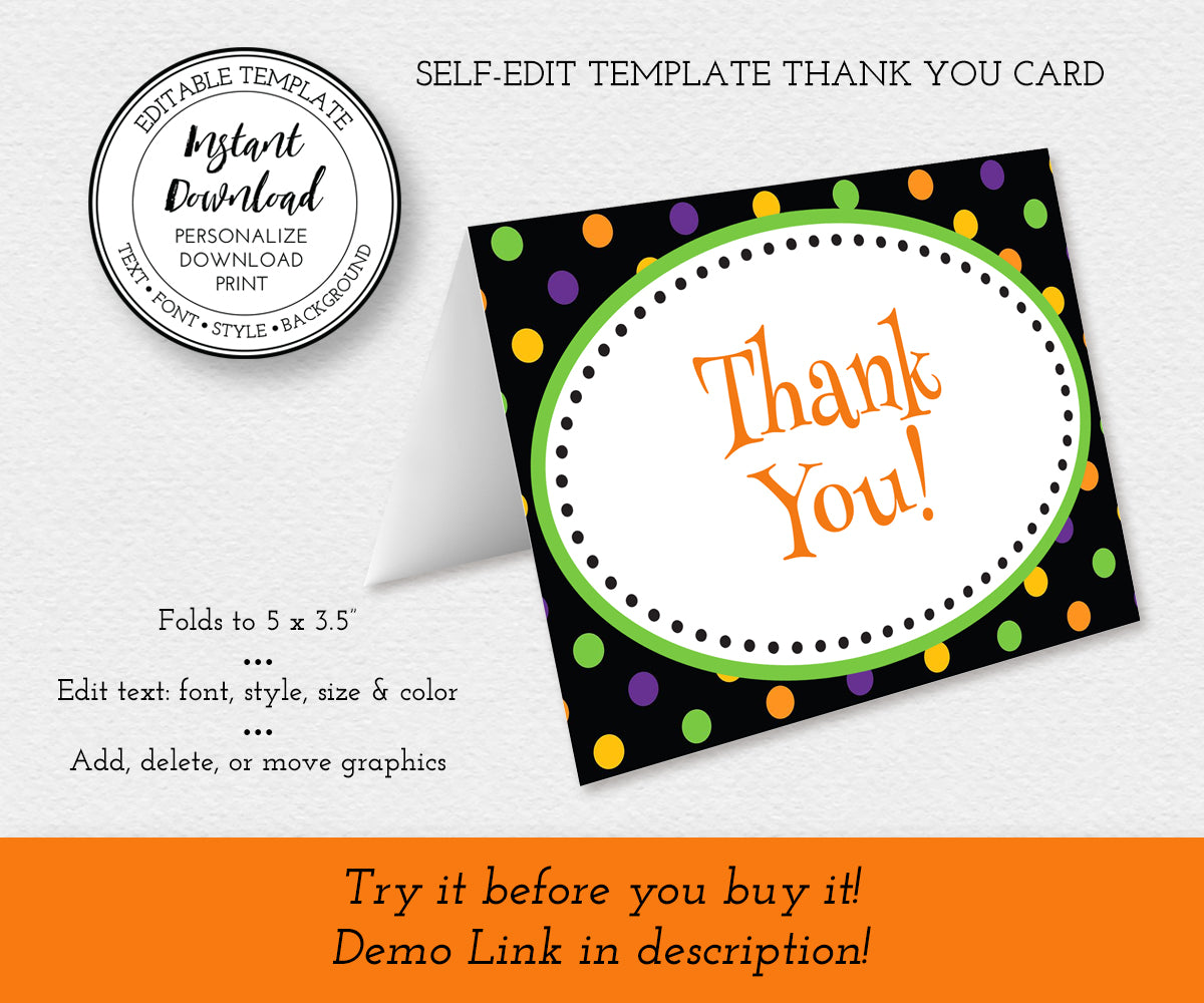 Thank you card editable template, Artful Life Designs