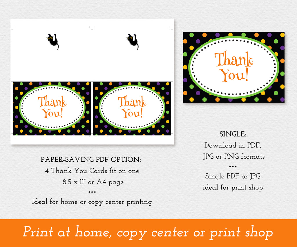 Paper saving options for Halloween Thank You Card, Artful Life Designs