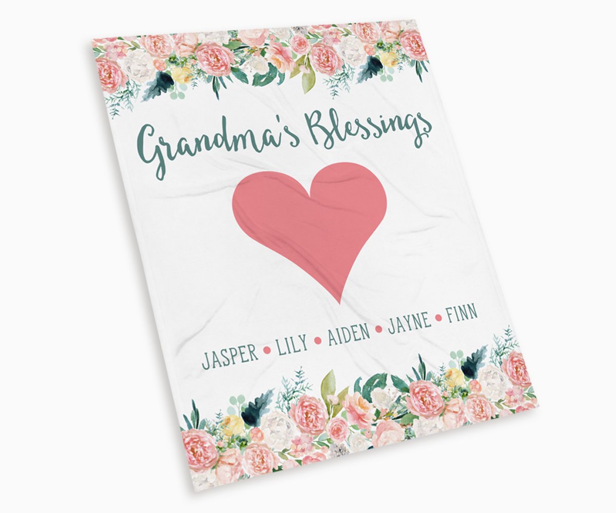 Grandma's Blessing Personalized Blanket with grandkids names