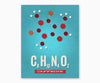 Caffeine Molecule Kitchen Wall Art Blue background