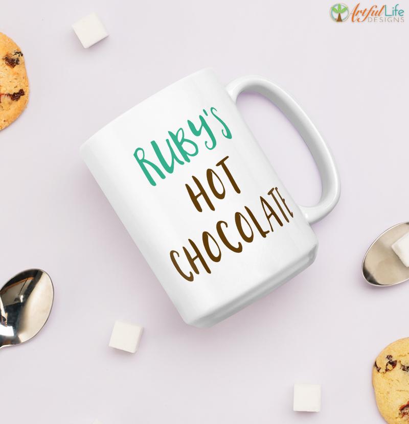 Personalized hot chocolate mug, 15 oz