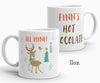 Reindeer hot chocolate mug, personalized holiday mug 11 oz