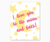 I Love You to the Moon and Back Nursery Wall Art, Pink & Yellow