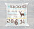 Deer Woodlands Rustic Birth Stats Birth Announcement Pillow Brown, blue, yellow