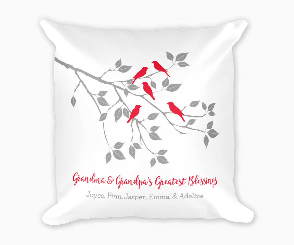 Grandma and Grandpas Greatest Blessings Decorative Pillow with Grandkids names