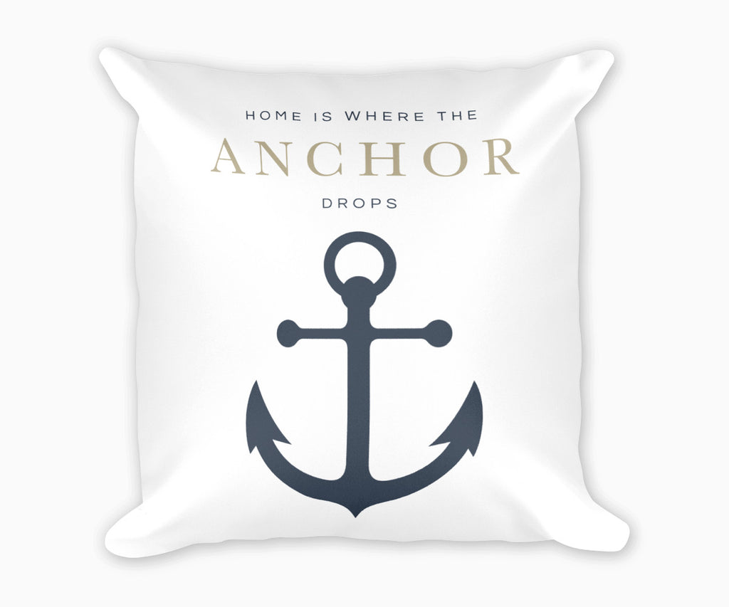 Home is Where the Anchor Drops Decorative Pillow Tan