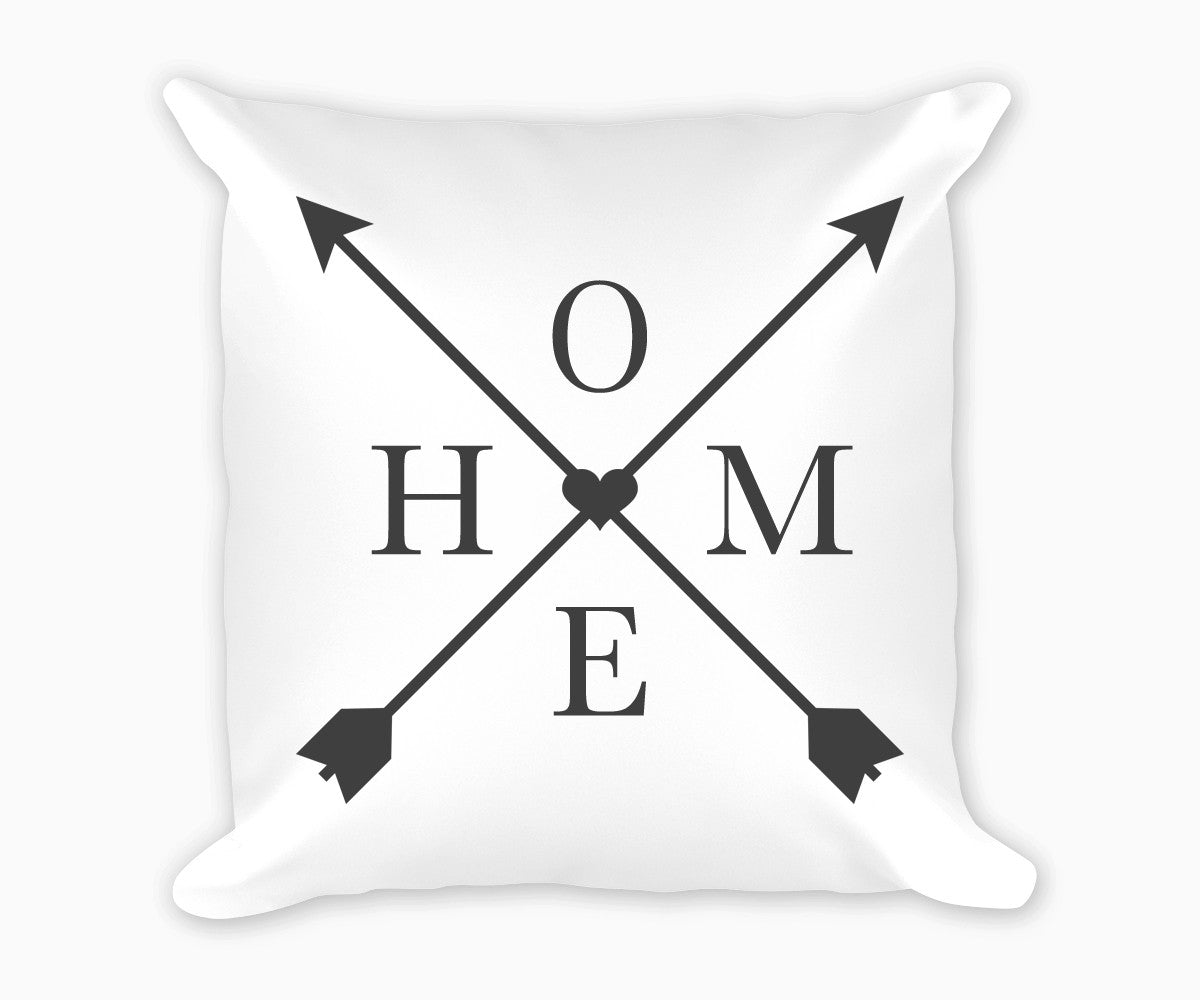Home and Arrows Decorative Pillow, Black and White