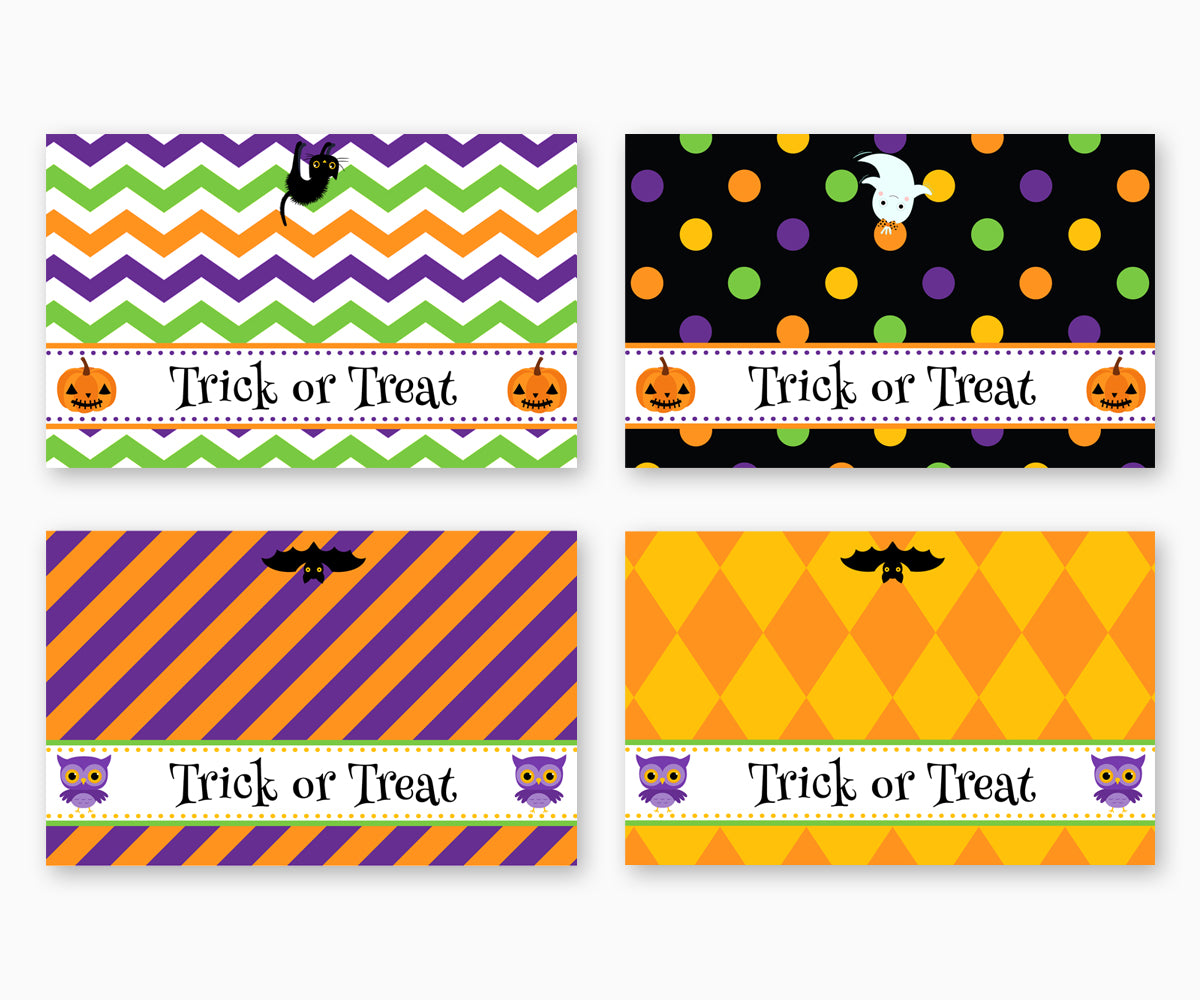 Treat or Treat, Halloween Treat Bag Toppers, Party Favor Bag Toppers