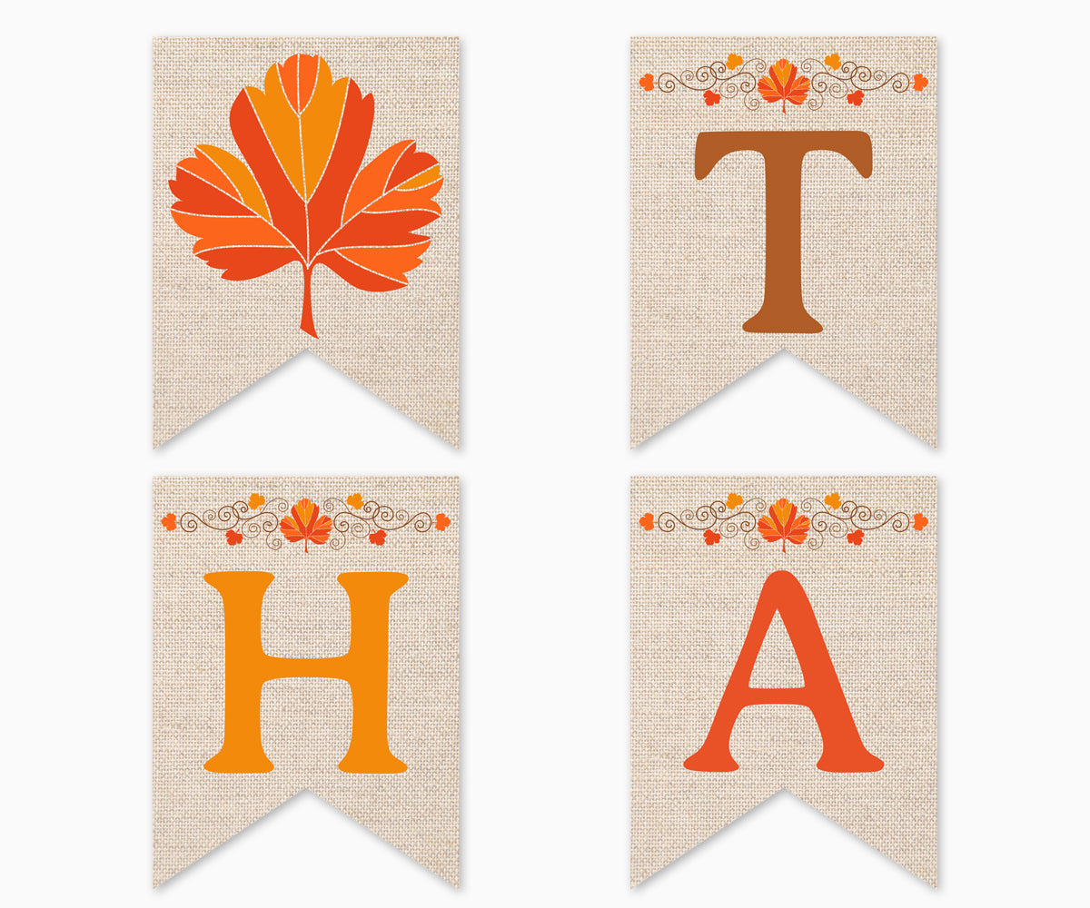 happy thanksgiving printable banner, instant download digital