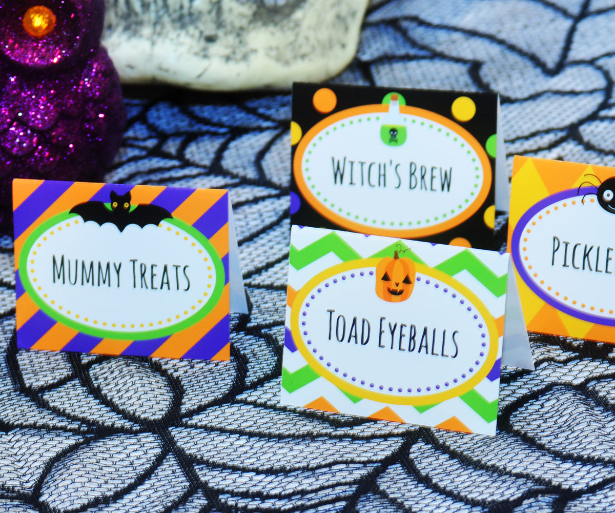 Halloween Table Tents, Party Place Cards, Halloween Printables, Hallow - Artful Life Designs for Free Printable Food Place Cards