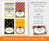 Halloween buffet table tent cards, paper saving option to print 4 on one page
