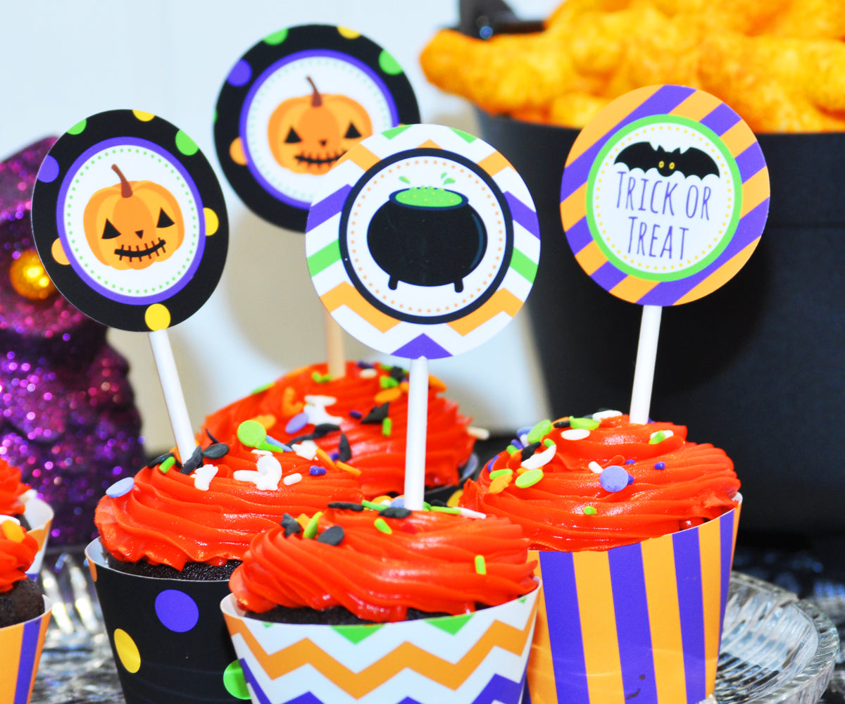 Halloween cupcake wrappers, cupcake toppers, Halloween Printables