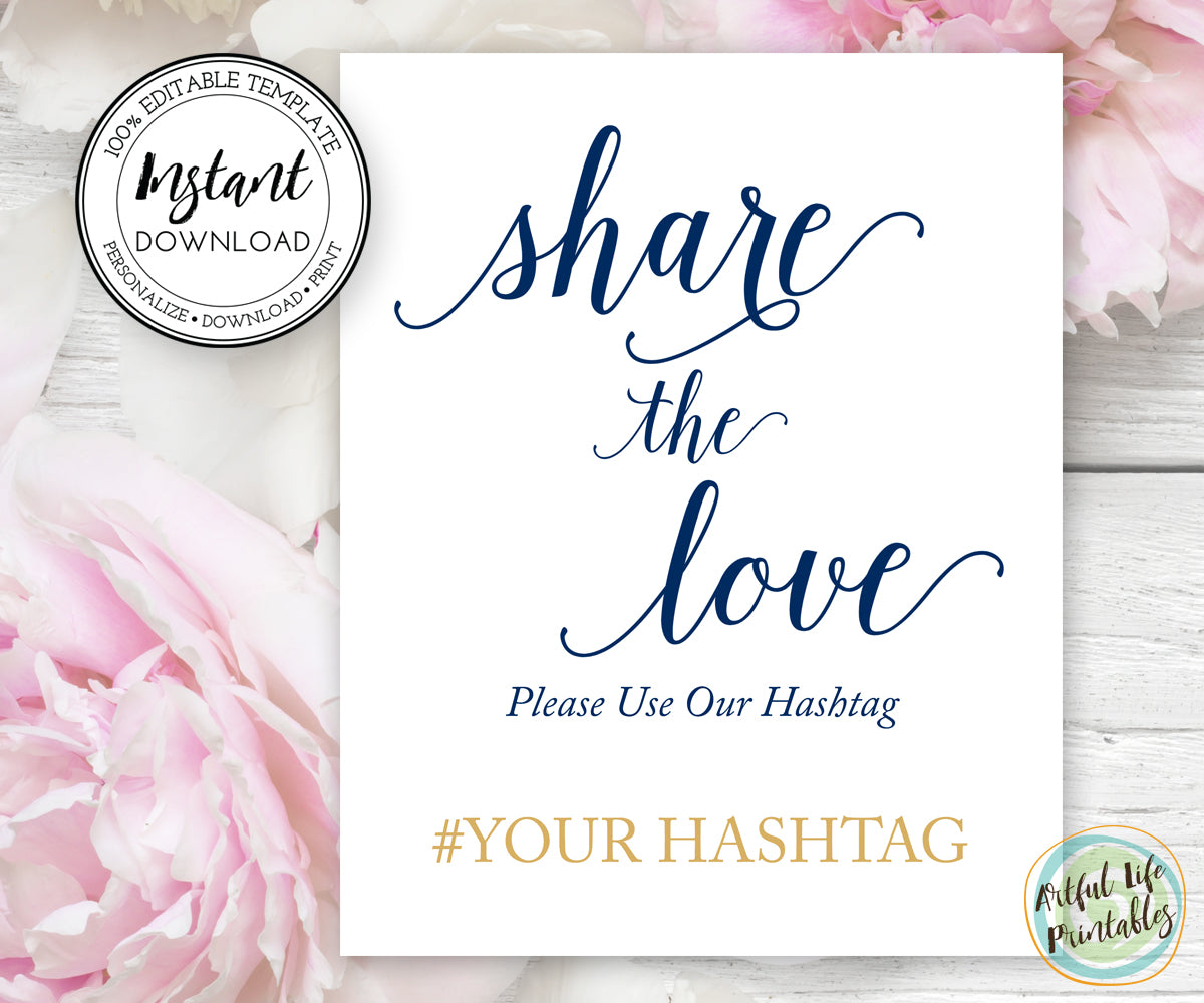 share the love wedding hashtag sign template