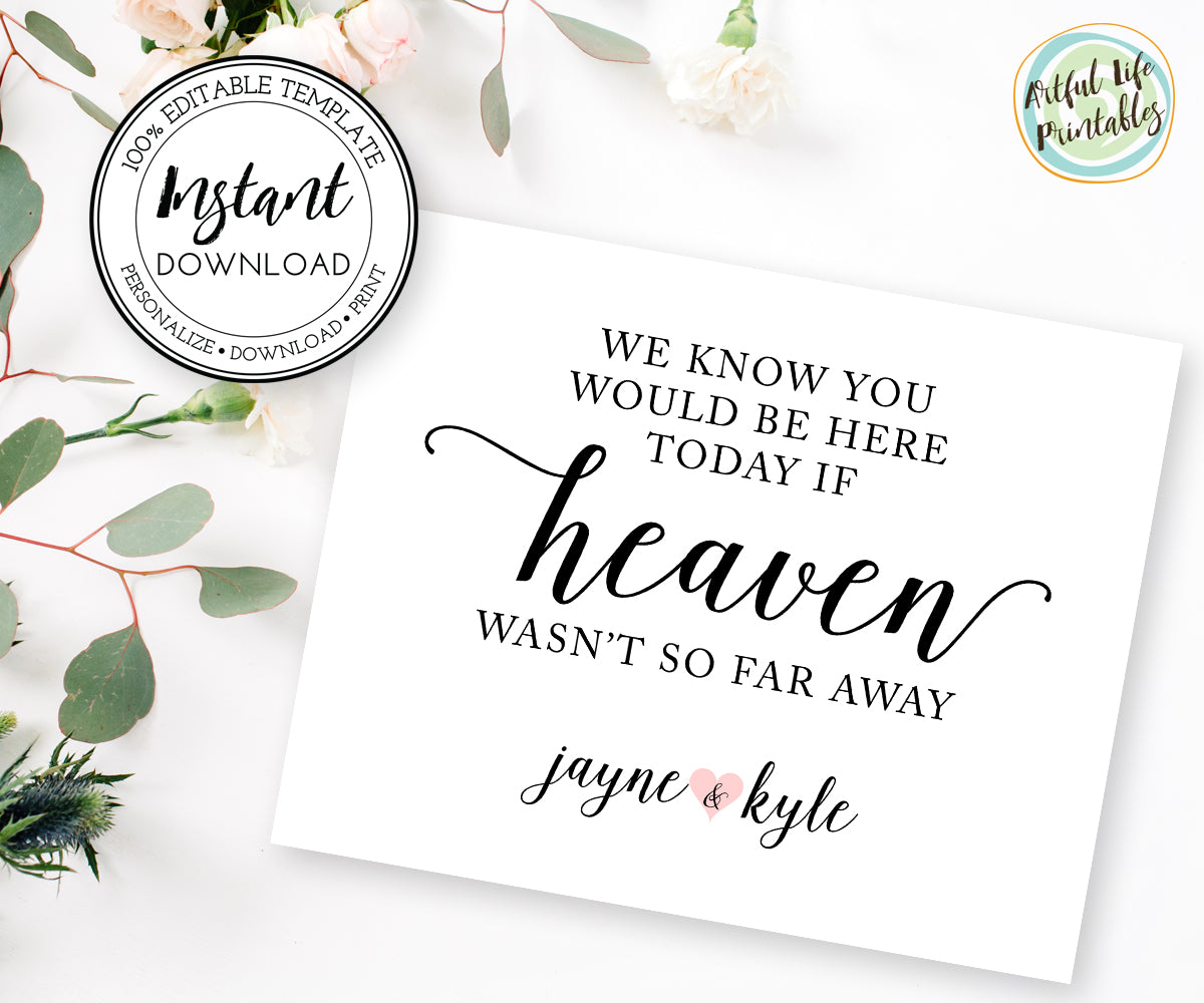 Wedding memorial sign template