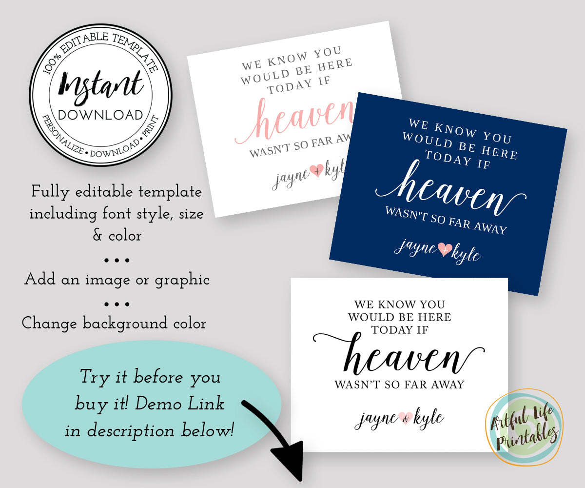 editable wedding memorial sign