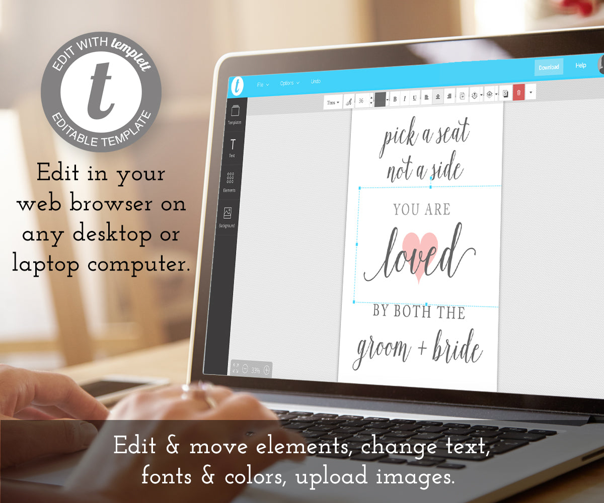 Pick a Seat Wedding Seating Sign Template