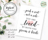 Pick a Seat Wedding Seating Sign Template