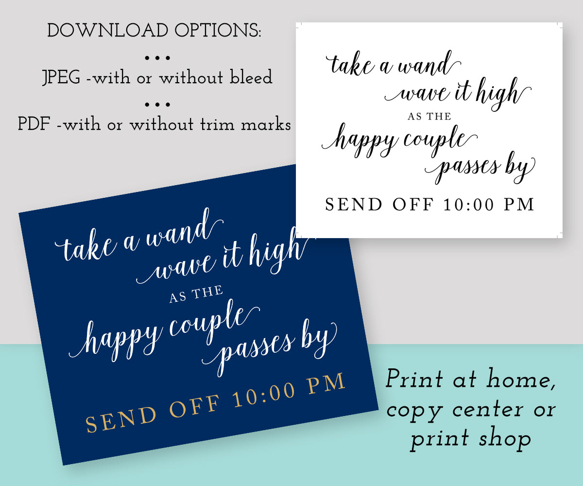ribbon wands couples send off, wedding wands sign template