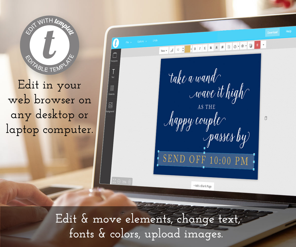 ribbon wands couples send off, wedding wands sign template