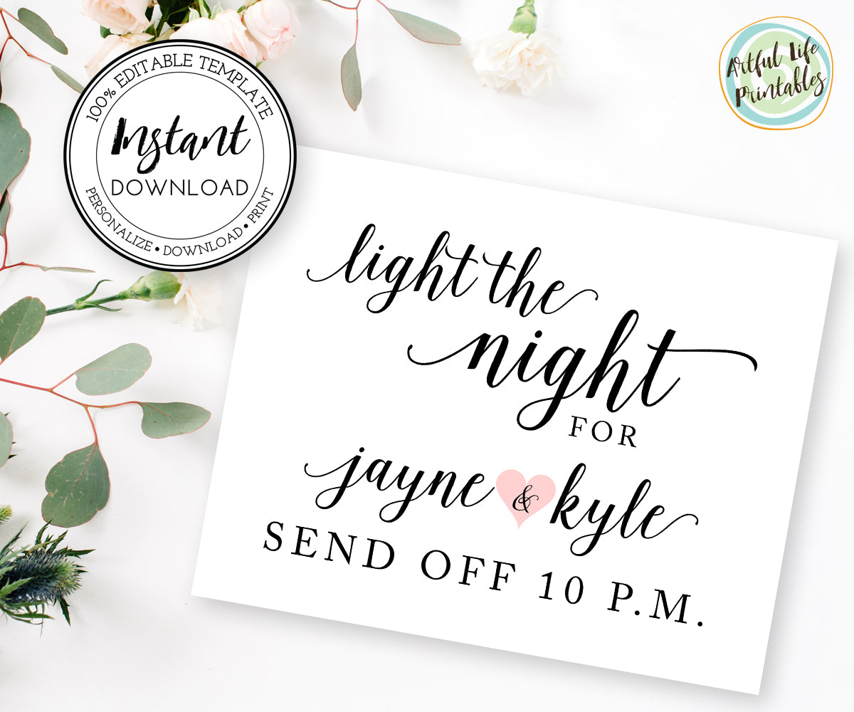 Light the Night Couple&#39;s send off sign template