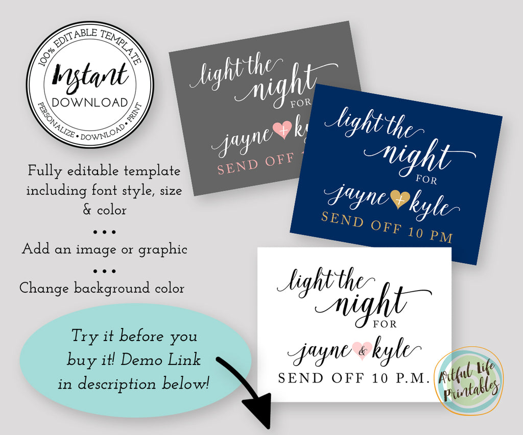 Light the Night Couple's send off sign template