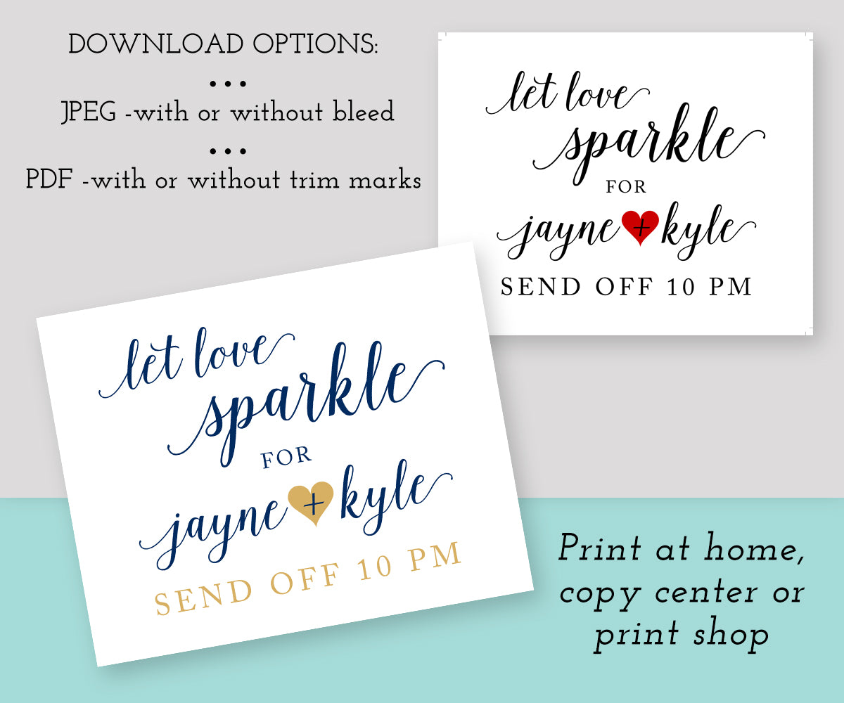 Let love sparkle sparkler send off sign template