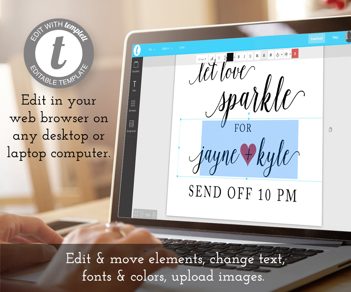 Let love sparkle sparkler send off sign template